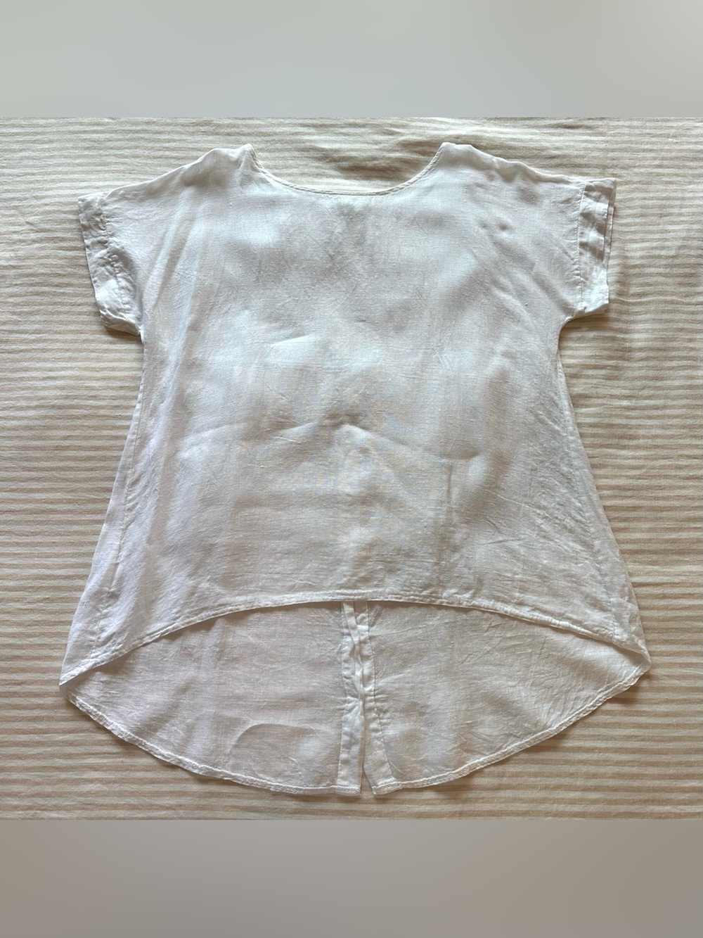 terzo millennio made in italy white linen top w button down back / sz med